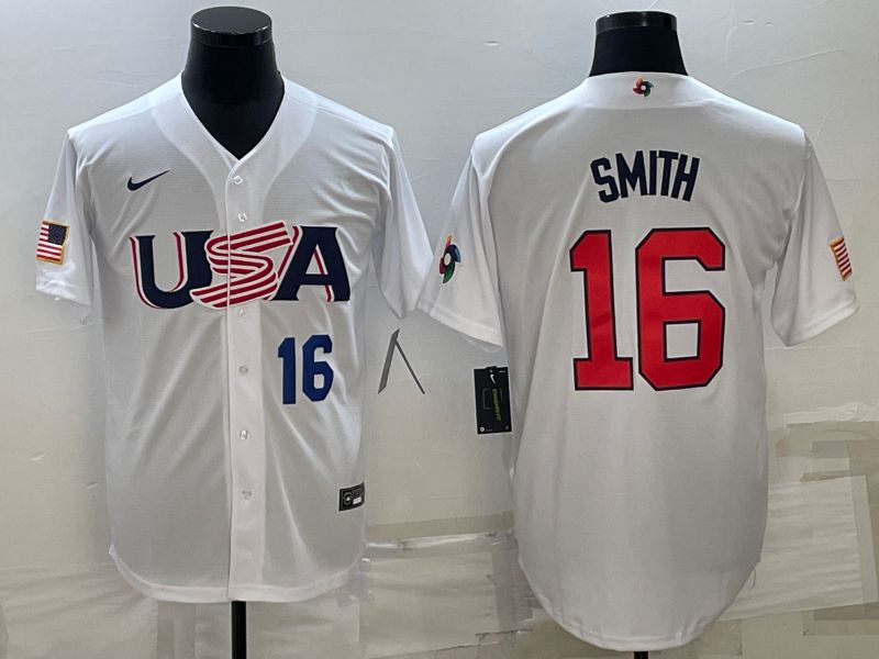 Men 2023 World Cub USA #16 Smith White Nike MLB Jersey1->more jerseys->MLB Jersey